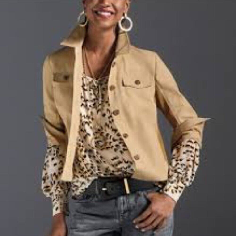 Cabi Mason Military Safari Explorer Women's M Tan Brown Button-Up Blazer Jacket